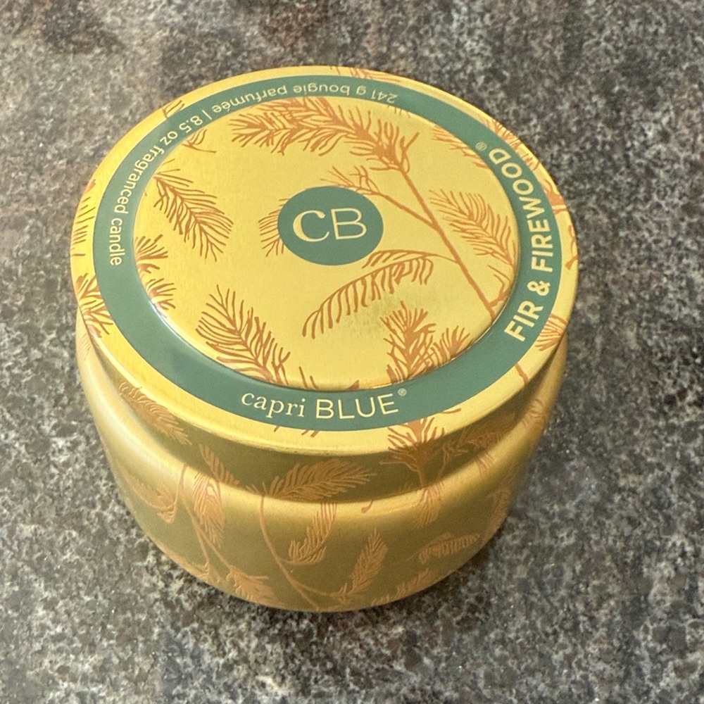 Anthropologie CAPRI BLUE WOODY FIR & FIREWOOD TIN CANDLE | NWT | 8.5 oz - Picture 2 of 3